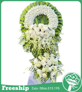 Kệ Hoa Hồng Trắng Cúc Trắng – Tưởng Niệm - Mã: DHT-058 - Giá: 1.350.000đ