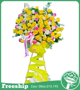 Kệ Hoa Chúc Mừng Khai Trương Mix Hoa Hồng - Mã: DHT-102 - Giá: 900.000đ