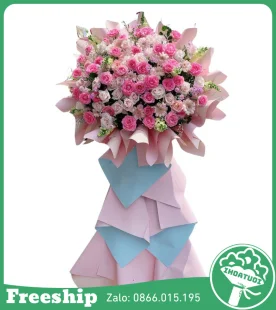 Kệ Hoa Khai Trương Tông Hồng – Ngọt Ngào Thành Công - Mã: DHT-114 - Giá: 1.000.000đ