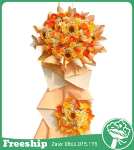 Kệ Hoa Chúc Mừng Tone Vàng Cam 2 Tầng - Mã: DHT-126 - Giá: 1.300.000đ