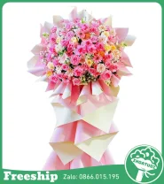 Kệ Hoa Chúc Mừng Tone Hồng 1 Tầng