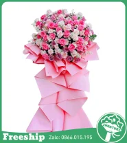 Kệ Hoa Chúc Mừng Tone Hồng 1 Tầng