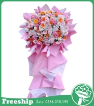 Kệ Hoa Chúc Mừng Tone Hồng 1 Tầng