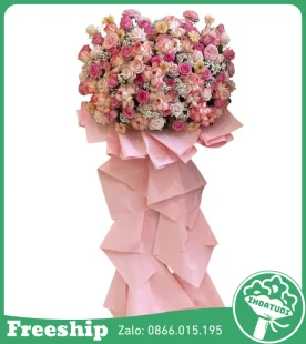 Kệ Hoa Chúc Mừng Tone Hồng Đẹp Xinh - Mã: DHT-132 - Giá: 900.000đ