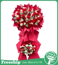 Kệnh Hoa Chúc Mừng 2 Tầng Tone Đỏ Mix Tổng Hợp