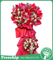 Kệnh Hoa Chúc Mừng 2 Tầng Tone Đỏ Mix Tổng Hợp