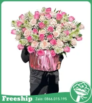 Giỏ Hoa Tone Hồng Khai Trương May Mắn