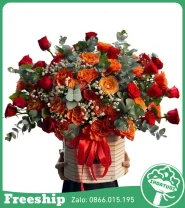 Giỏ Hoa Tone Cam May Mắn