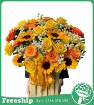 Giỏ Hoa Chúc Mừng Mix Vàng Hướng Dương