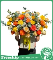 Giỏ Hoa Mix Vàng Cam Tổng Hợp