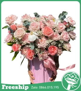 Giỏ Hoa Chúc Mừng Sắc Hồng Kiêu Sa - Mã: DHT-158 - Giá: 750.000đ