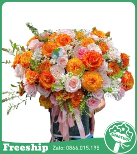 Giỏ Hoa Chúc Mừng Cam Nắng Vàng - Mã: DHT-165 - Giá: 750.000đ