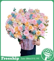 Giỏ Hoa Chúc Mừng Vững Bước Thành Công