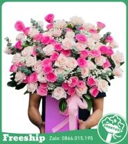 Giỏ Hoa Tone Hồng Khai Trương May Mắn