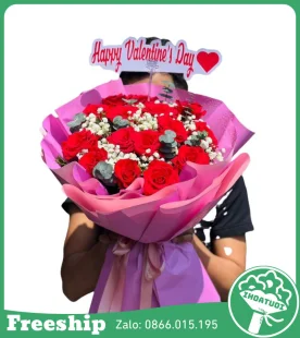 Bó Hoa Happy Valentine's Day - Mã: DHT-172 - Giá: 500.000đ