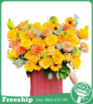 Giỏ Hoa Chúc Mừng Tone Vàng