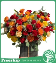 Giỏ Hoa Tone Cam May Mắn