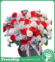 Giỏ Hoa Tone Hồng Khai Trương May Mắn